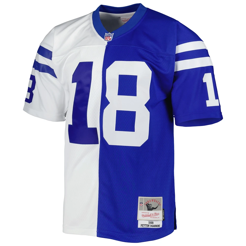 Men's Mitchell & Ness Peyton Manning Royal/White Indianapolis Colts 1998 Split Legacy Replica Jersey