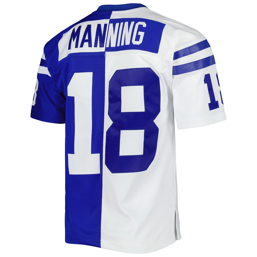 Men's Mitchell & Ness Peyton Manning Royal/White Indianapolis Colts 1998 Split Legacy Replica Jersey