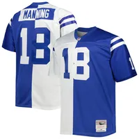 Men's Mitchell & Ness Peyton Manning White/Royal Indianapolis Colts Big Tall Split Legacy Retired Player Replica Jersey