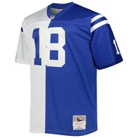 Men's Mitchell & Ness Peyton Manning White/Royal Indianapolis Colts Big Tall Split Legacy Retired Player Replica Jersey