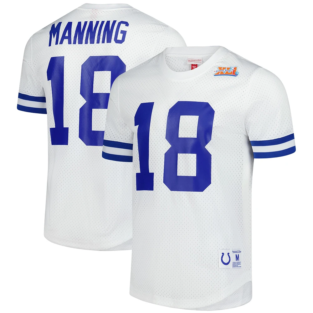 Mitchell & Ness Peyton Manning pour hommes, blanc, Indianapolis Colts, nom et numéro du joueur retraité, haut en maille