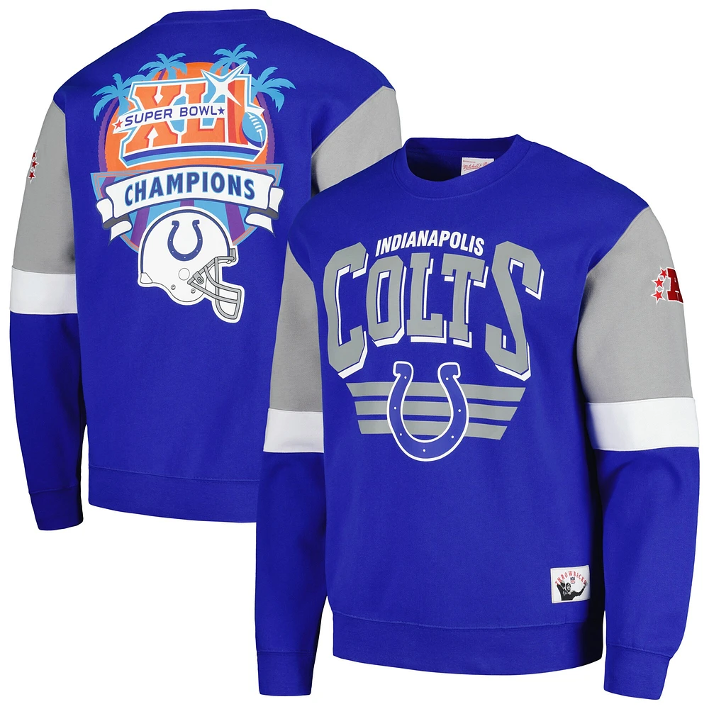 Chandail pour homme Mitchell & Ness Royal Indianapolis Colts Gridiron Classics Allover 3.0