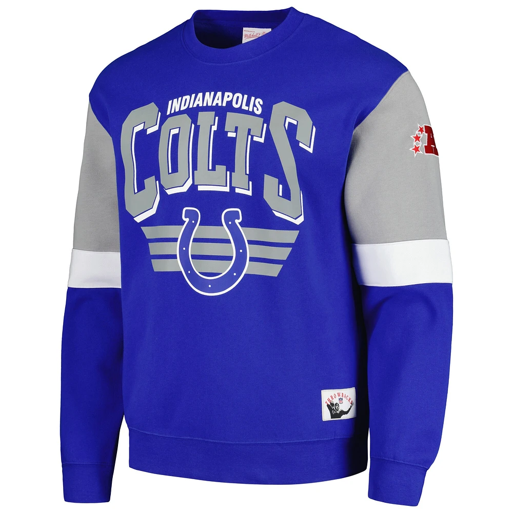 Chandail pour homme Mitchell & Ness Royal Indianapolis Colts Gridiron Classics Allover 3.0