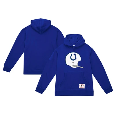 Men's Mitchell & Ness Royal Indianapolis Colts Helmet Logo Vintage Pullover Hoodie