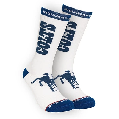 Men's Mitchell & Ness White Indianapolis Colts Throwback Kick Off Crew Socks