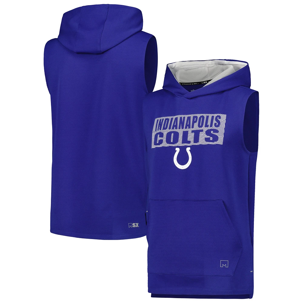 Sweat à capuche sans manches MSX by Michael Strahan Royal Indianapolis Colts Marathon pour hommes