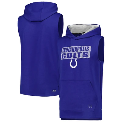 Men's MSX by Michael Strahan Royal Indianapolis Colts Marathon Sleeveless Pullover Hoodie