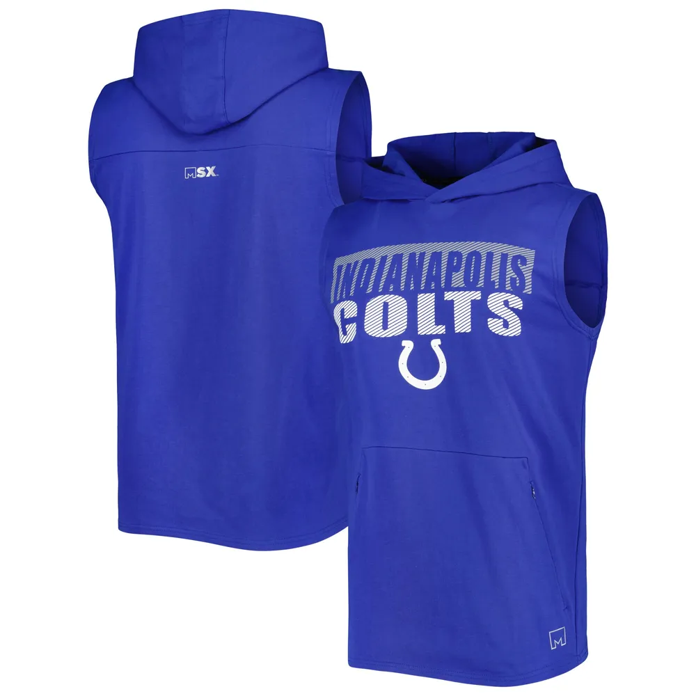 Men's MSX by Michael Strahan Royal Indianapolis Colts Relay Sleeveless Pullover Hoodie