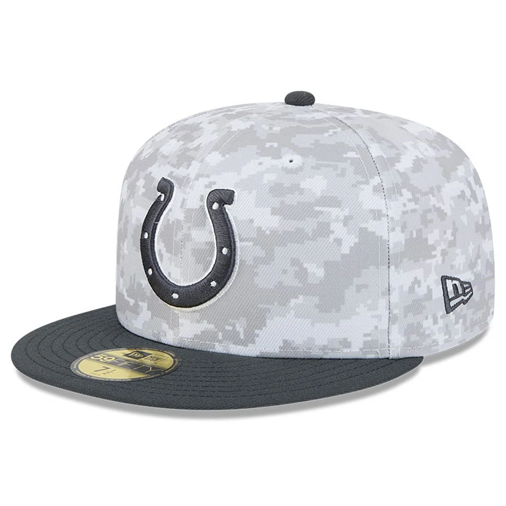 Men's New Era Arctic Camo/Graphite Indianapolis Colts 2024 Salute To Service 59FIFTY Fitted Hat