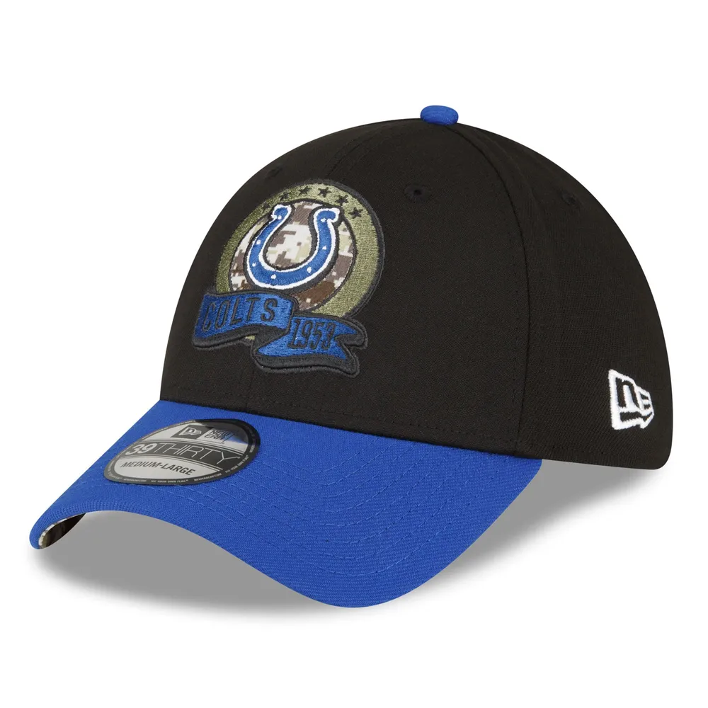 Men's New Era Black/Blue Indianapolis Colts 2022 Salute To Service 39THIRTY Flex Hat