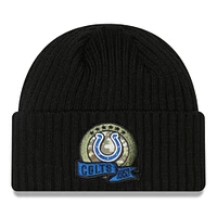 Bonnet en tricot Indianapolis Colts 2022 Salute To Service New Era pour homme, noir