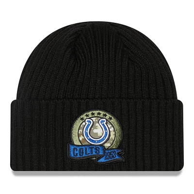 Men's New Era Black Indianapolis Colts 2022 Salute To Service Knit Hat 