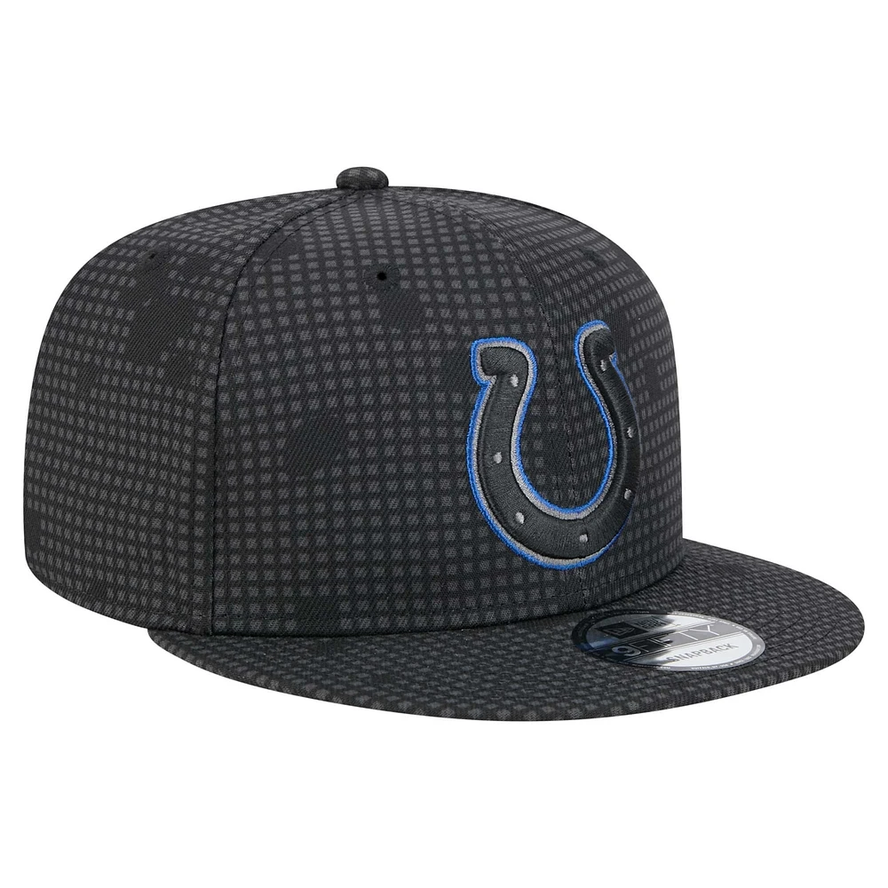 Men's New Era Black Indianapolis Colts Midnight Ink Pop Outline 9FIFTY Snapback Hat