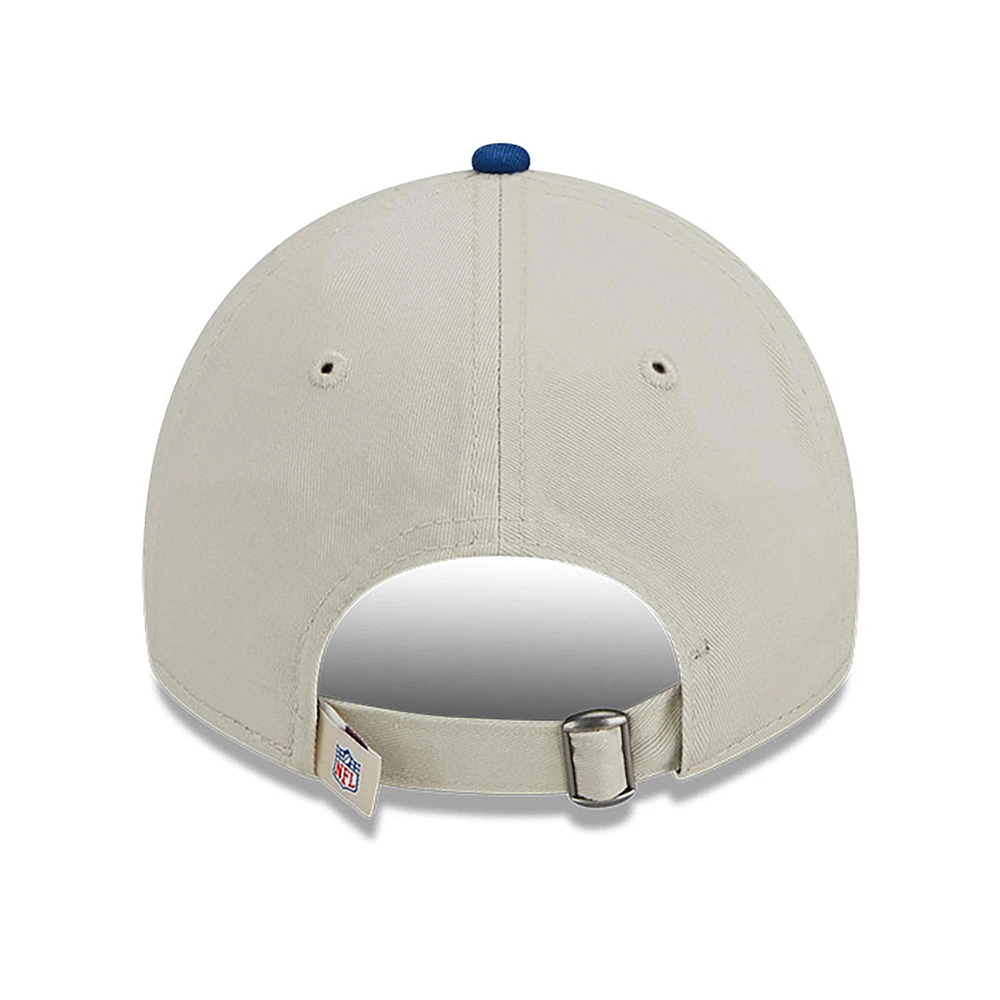 Casquette réglable New Era pour homme crème/Royal Indianapolis Colts 2023 Sideline Historic 9TWENTY