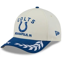 Casquette ajustable New Era 9FORTY A-Frame M-Crown pour homme, couleur crème/bleu royal, Indianapolis Colts, draft NFL 2025