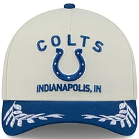 Casquette ajustable New Era 9FORTY A-Frame M-Crown pour homme, couleur crème/bleu royal, Indianapolis Colts, draft NFL 2025