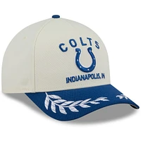 Casquette ajustable New Era 9FORTY A-Frame M-Crown pour homme, couleur crème/bleu royal, Indianapolis Colts, draft NFL 2025