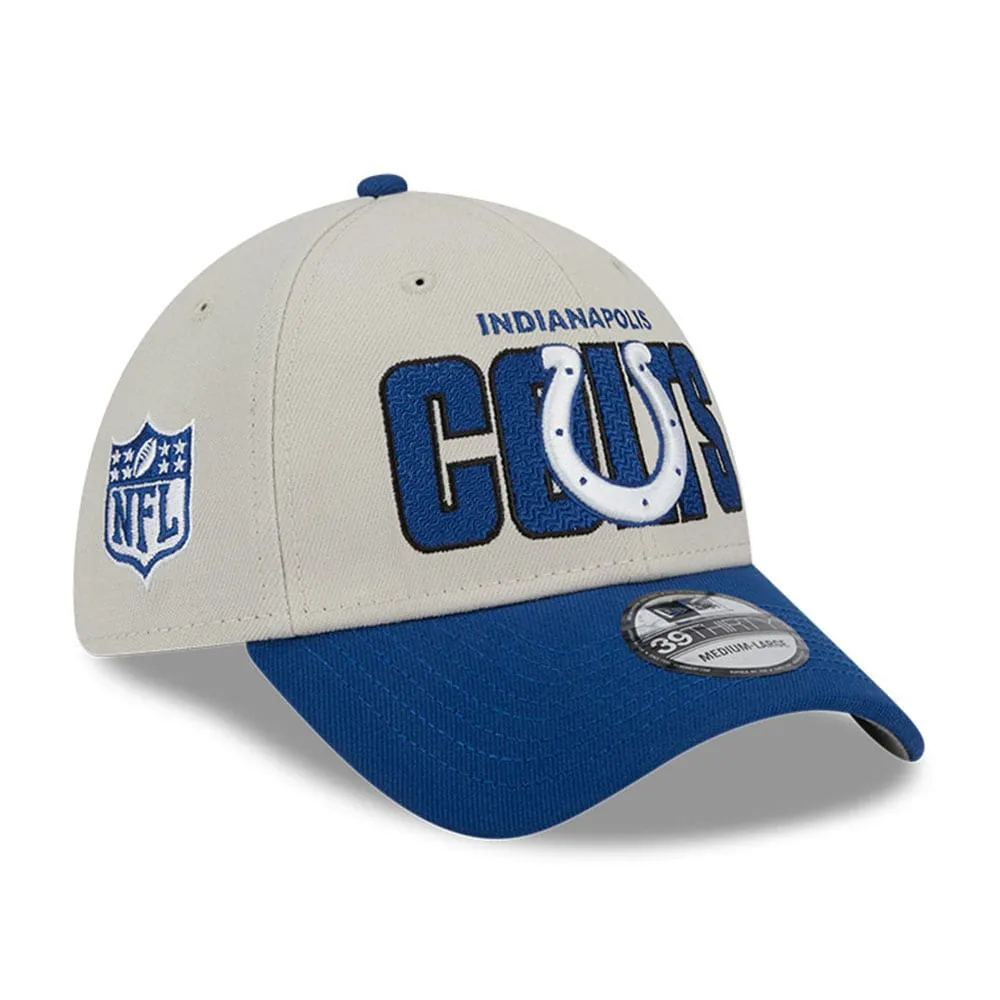 Casquette flex New Era Indianapolis Colts 2023 NFL Draft 39THIRTY crème pour homme