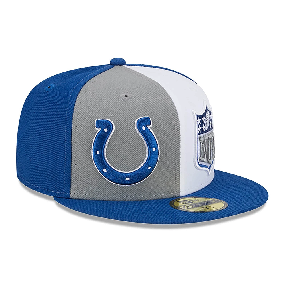 Casquette ajustée New Era 2023 Sideline 59FIFTY des Colts d'Indianapolis pour homme, gris/royal