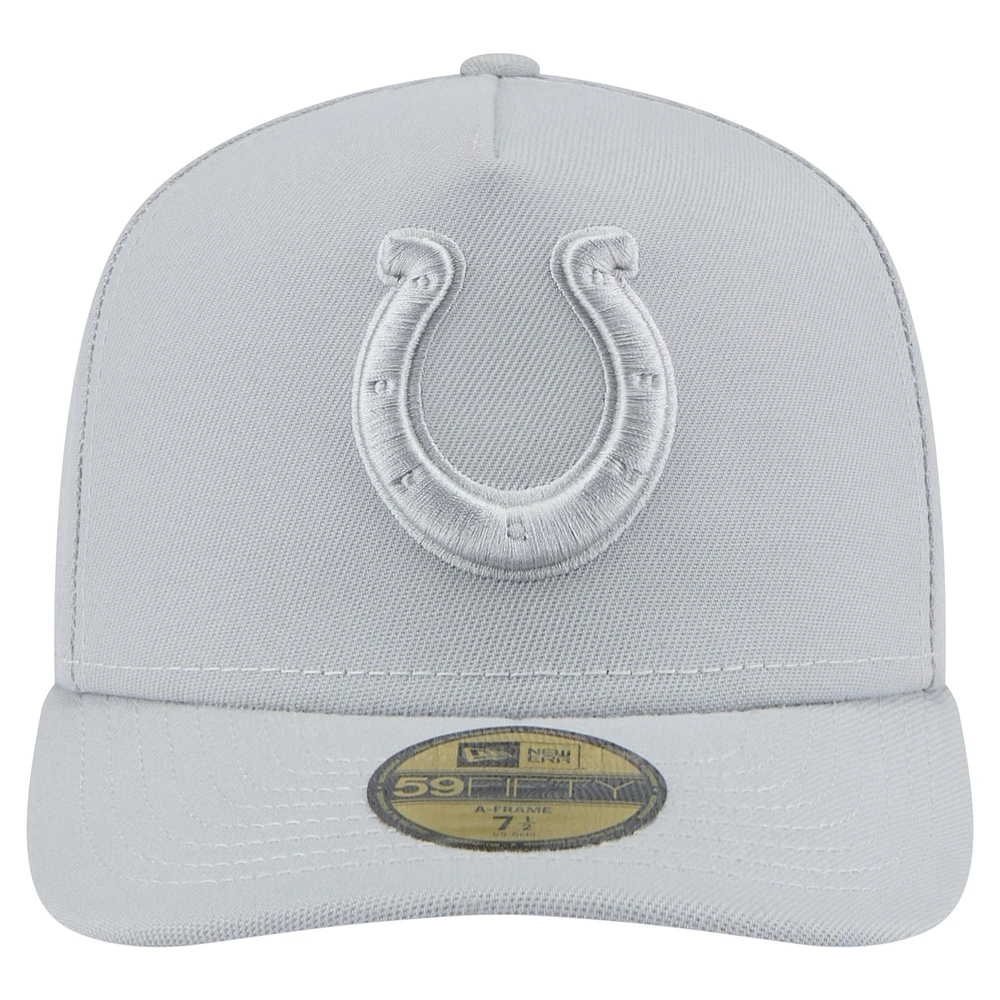 Men's New Era Gray Indianapolis Colts Color Pack A-Frame 59FIFTY Fitted Hat