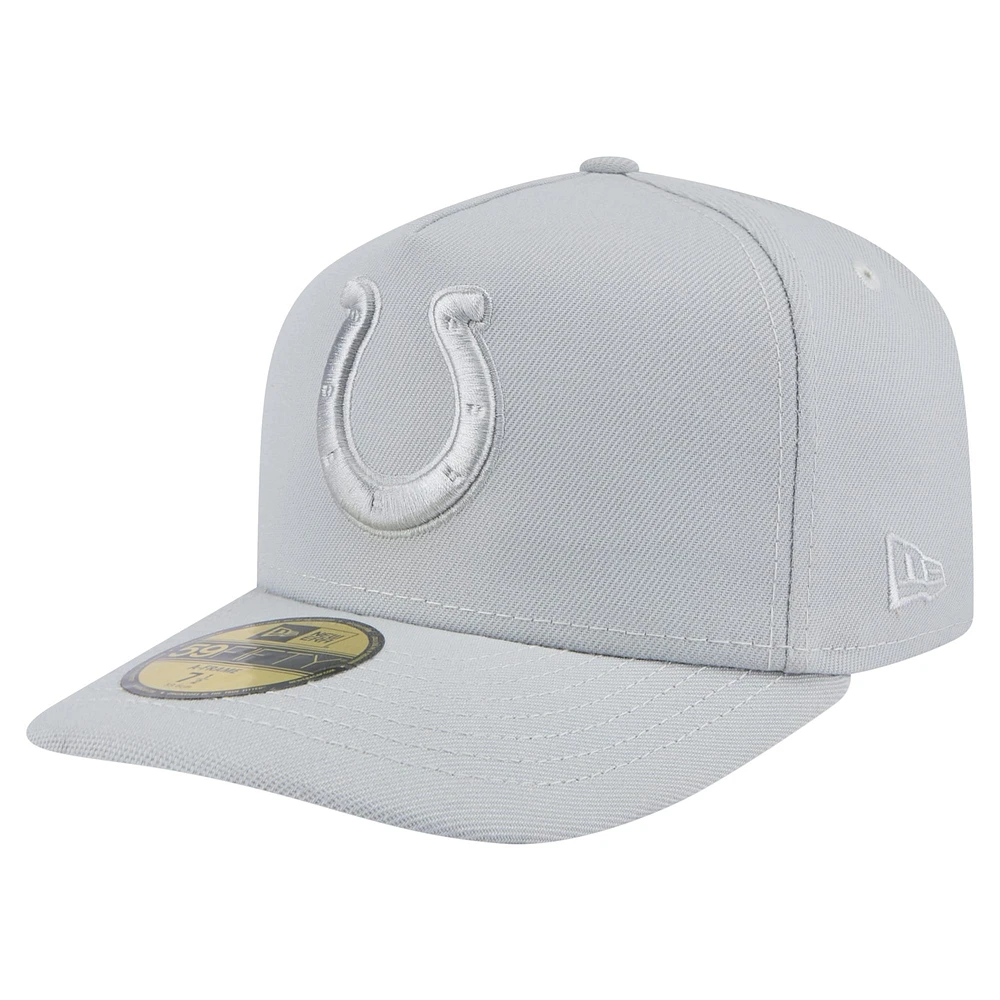 Men's New Era Gray Indianapolis Colts Color Pack A-Frame 59FIFTY Fitted Hat