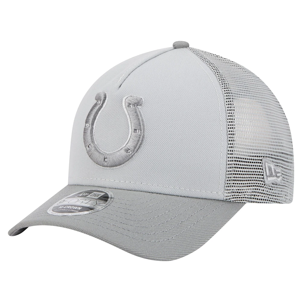 Men's New Era Gray Indianapolis Colts Domain 9FORTY A-Frame Trucker Adjustable Hat