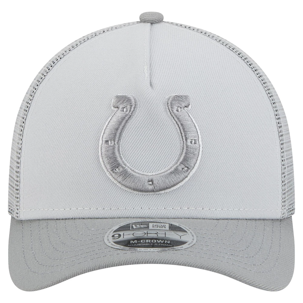 Men's New Era Gray Indianapolis Colts Domain 9FORTY A-Frame Trucker Adjustable Hat