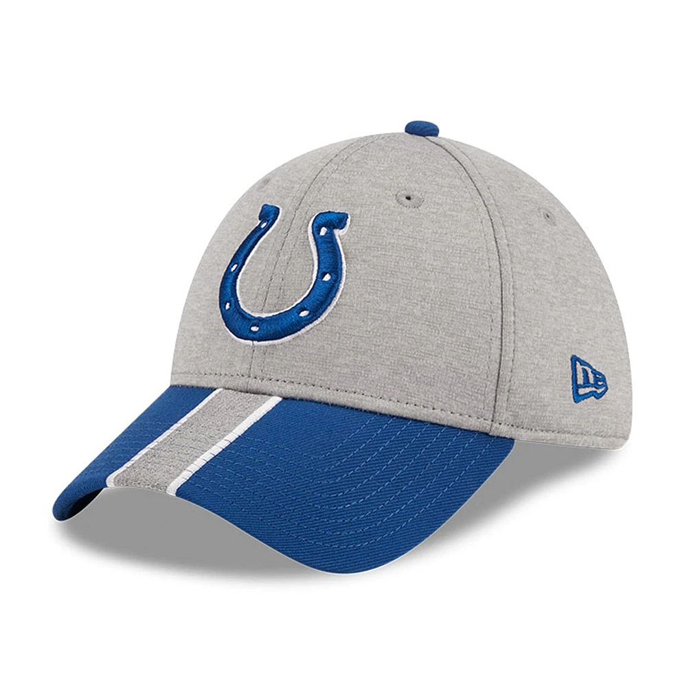 Casquette flexible 39THIRTY rayée gris chiné/Royal Indianapolis Colts New Era pour hommes