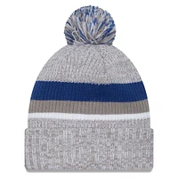 Bonnet en tricot à revers New Era pour hommes, gris chiné, Indianapolis Colts, avec pompon