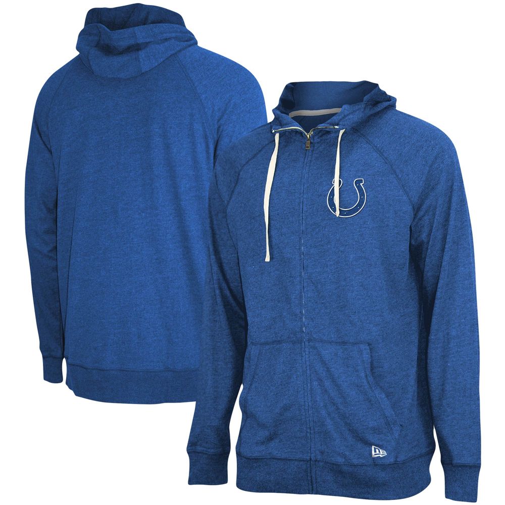 Men's New Era Heathered Royal Indianapolis Colts Season Hoodie Full-Zip Jacket