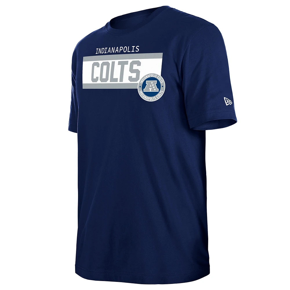 T-shirt imprimé haute densité Indianapolis Colts 3rd Down bleu marine New Era pour homme