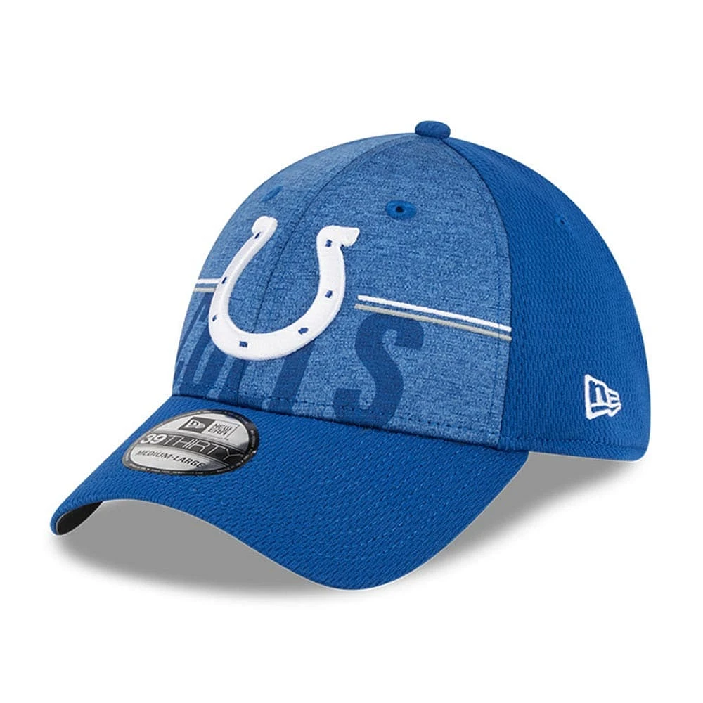 Casquette New Era Royal Indianapolis Colts 2023 NFL Training Camp 39THIRTY Flex Fit pour homme