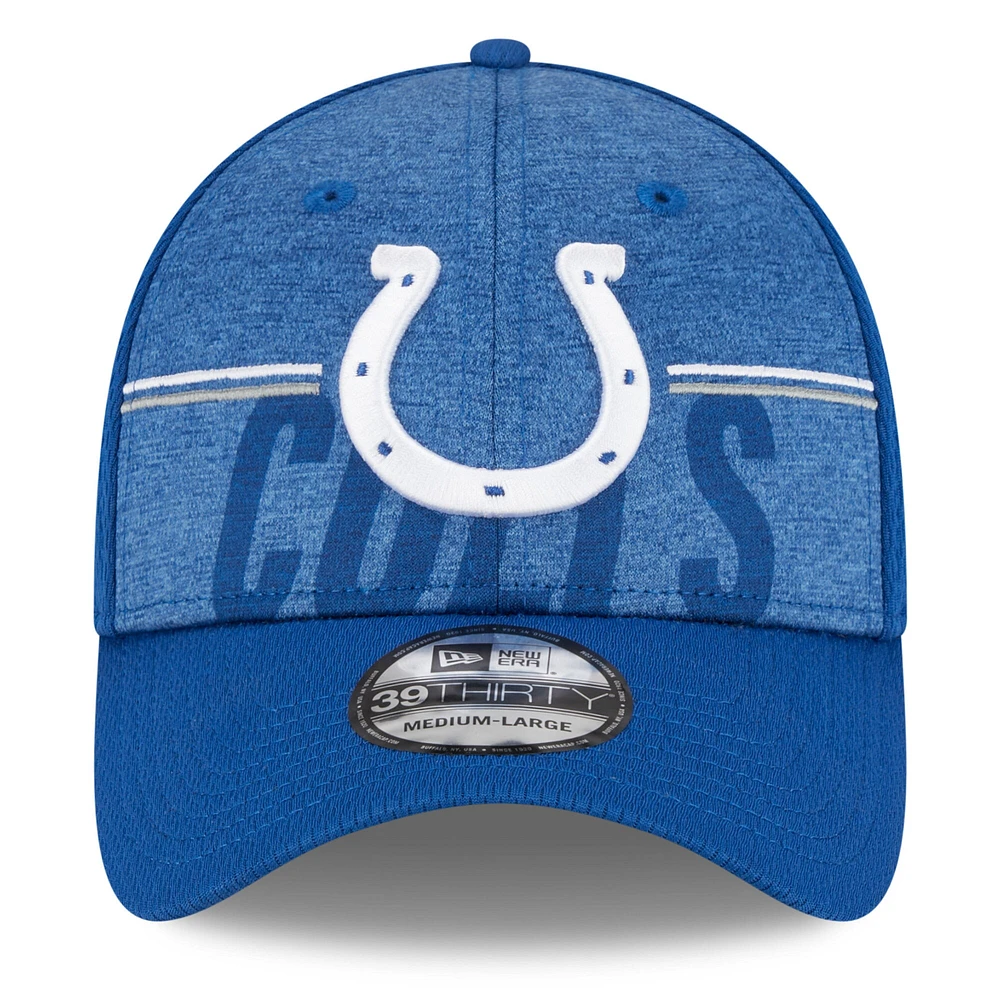 Casquette Flex New Era Royal Indianapolis Colts 2023 NFL Training Camp 39THIRTY pour homme