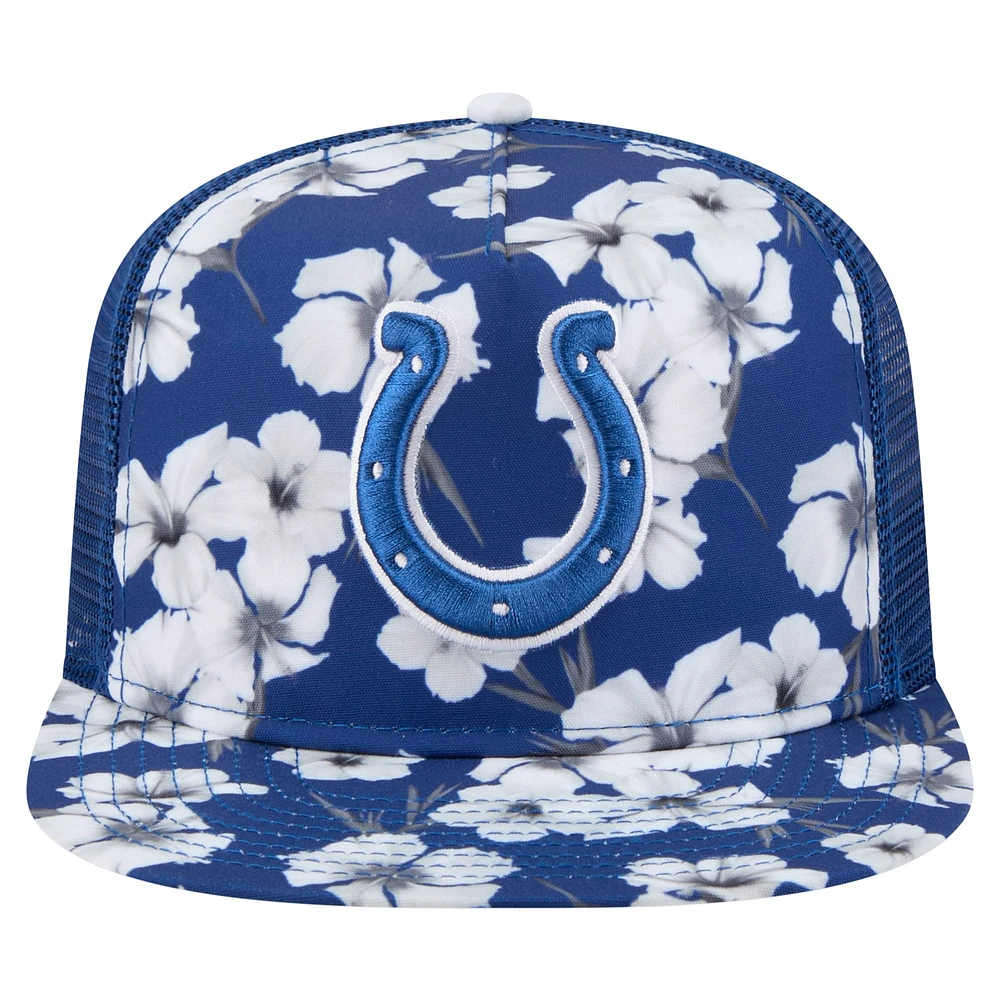 Men's New Era Royal Indianapolis Colts Adventure Pattern Golfer Snapback Hat