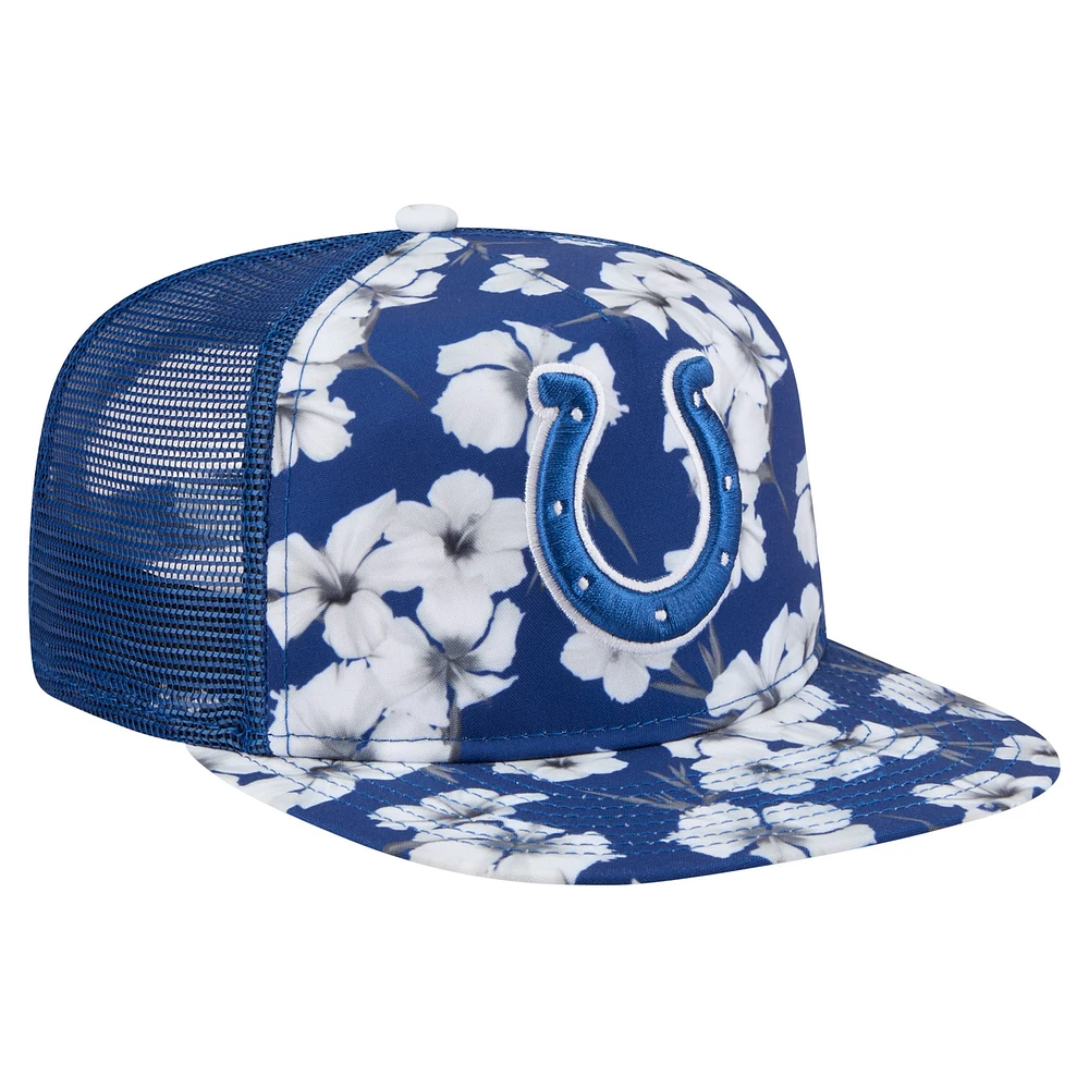 Men's New Era Royal Indianapolis Colts Adventure Pattern Golfer Snapback Hat