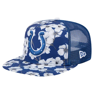 Men's New Era Royal Indianapolis Colts Adventure Pattern Golfer Snapback Hat