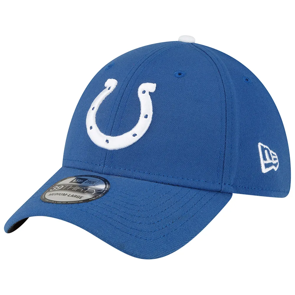 Men's New Era Black Indianapolis Colts Main 39THIRTY Flex Hat Size: Small/Medium