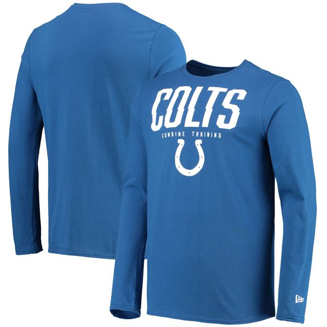 T-shirt à manches longues New Era Royal Indianapolis Colts pour homme Combine Authentic Split Line