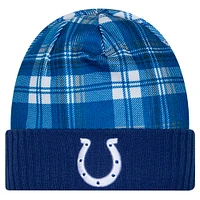 Bonnet en tricot à revers Royal Indianapolis Colts Sideline Statement pour homme New Era