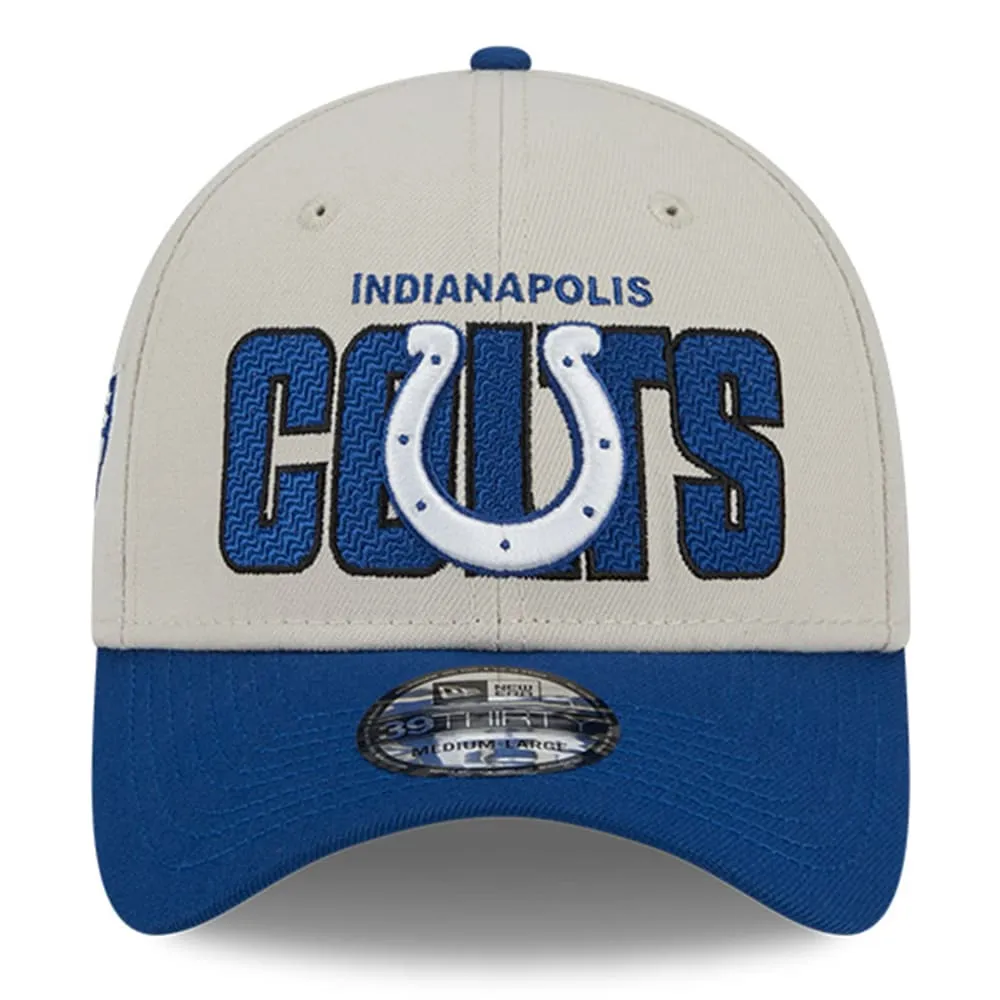 Casquette Flex New Era Stone/Royal Indianapolis Colts 2023 NFL Draft 39THIRTY pour homme