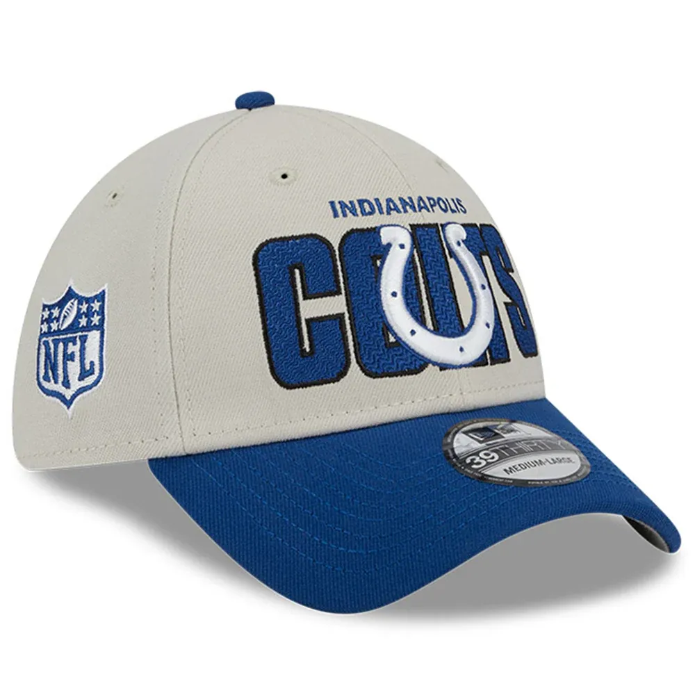 Men's New Era Stone/Royal Indianapolis Colts 2023 NFL Draft 39THIRTY Flex Hat