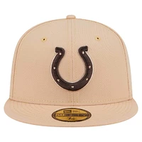 Men's New Era Tan Indianapolis Colts Candied Pecan 59FIFTY Fitted Hat