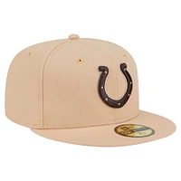 Men's New Era Tan Indianapolis Colts Candied Pecan 59FIFTY Fitted Hat