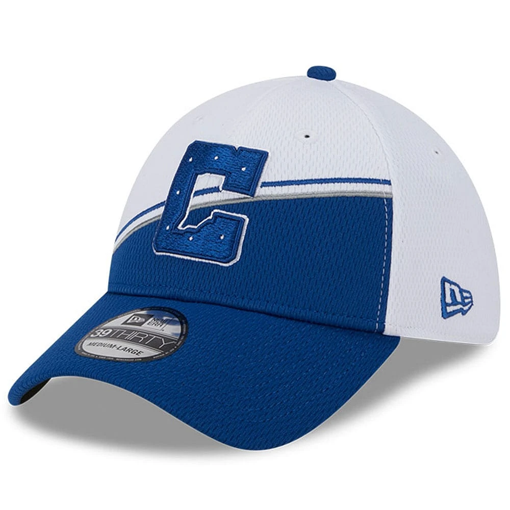 Casquette Flex New Era 2023 Sideline 39THIRTY pour homme des Colts d'Indianapolis, blanc/royal