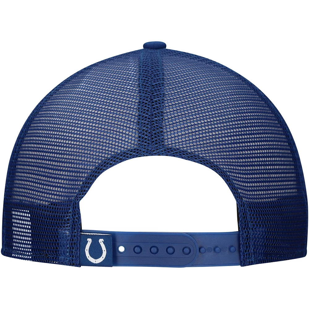 Casquette à visière plate New Era 9FIFTY A-Frame pour homme, blanche/bleue, style usé, des Indianapolis Colts