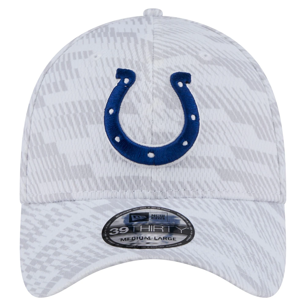 Casquette New Era blanche Indianapolis Colts Gameday Graded 39THIRTY Flex pour homme