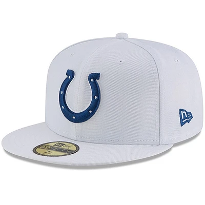 Men's New Era White Indianapolis Colts Omaha 59FIFTY Fitted Hat