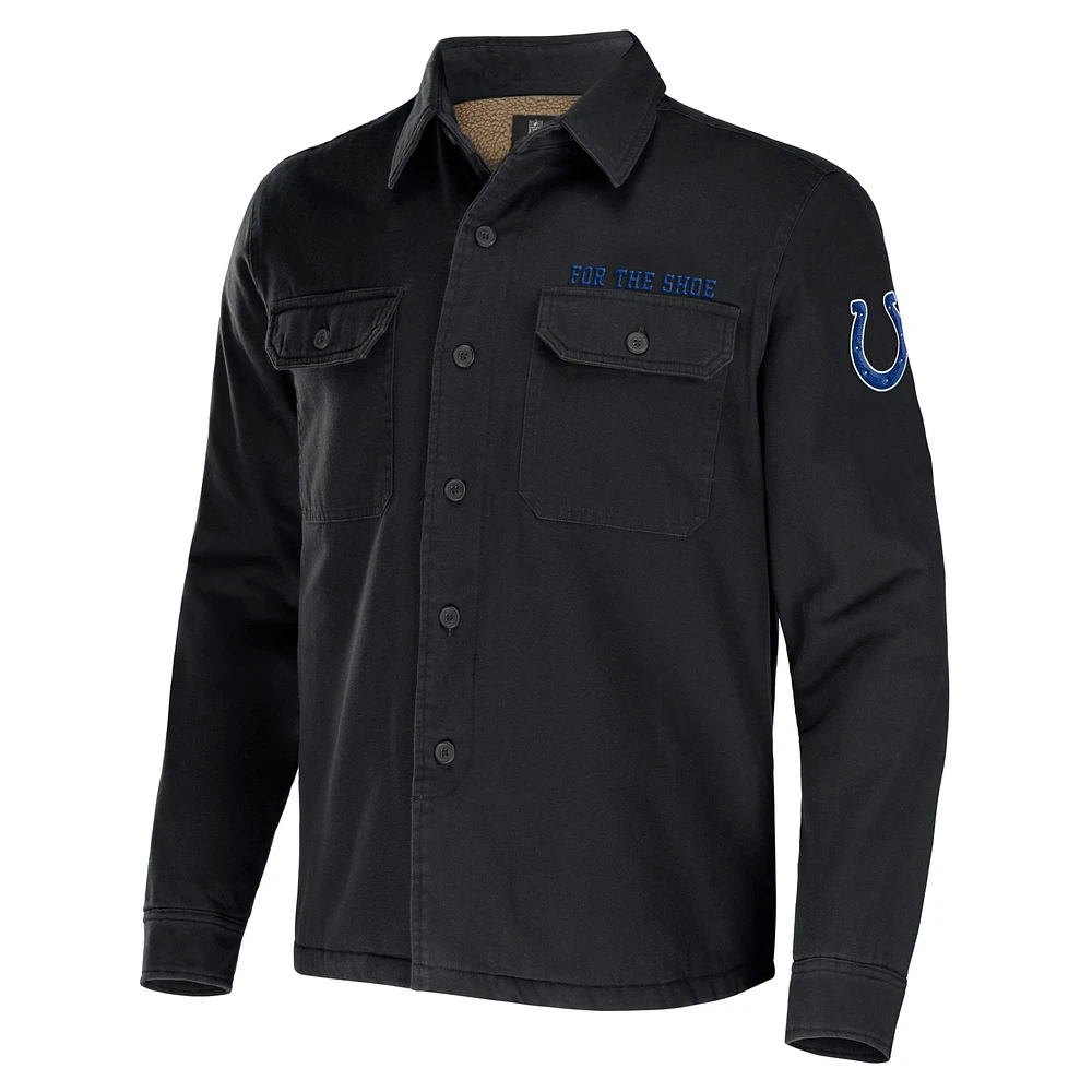 Collection NFL x Darius Rucker pour hommes par Fanatics Veste chemise boutonnée en toile noire des Indianapolis Colts