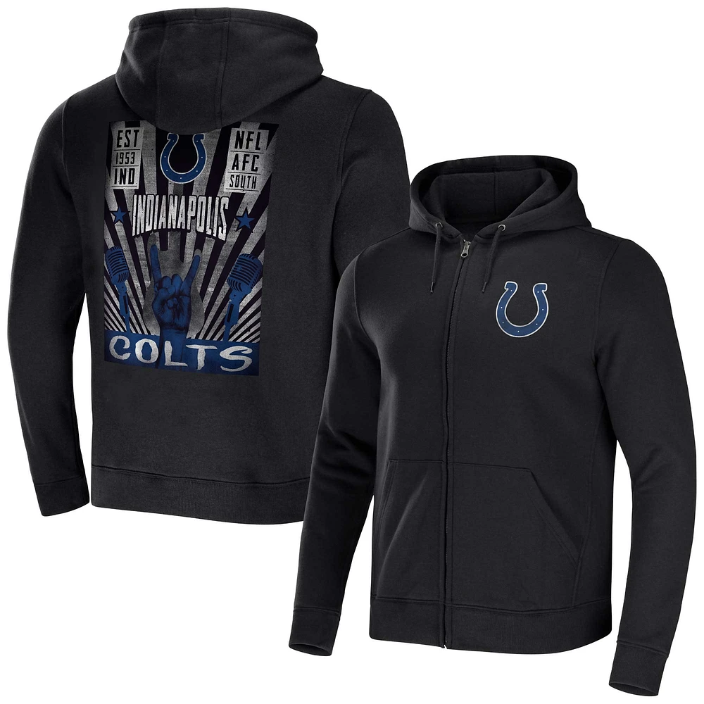 Collection NFL x Darius Rucker pour hommes par Fanatics - Sweat à capuche entièrement zippé noir Indianapolis Colts Rocker