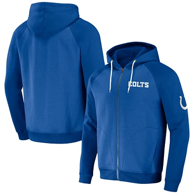 Men's NFL x Darius Rucker Collection by Fanatics Royal Indianapolis Colts Raglan Full-Zip Hoodie